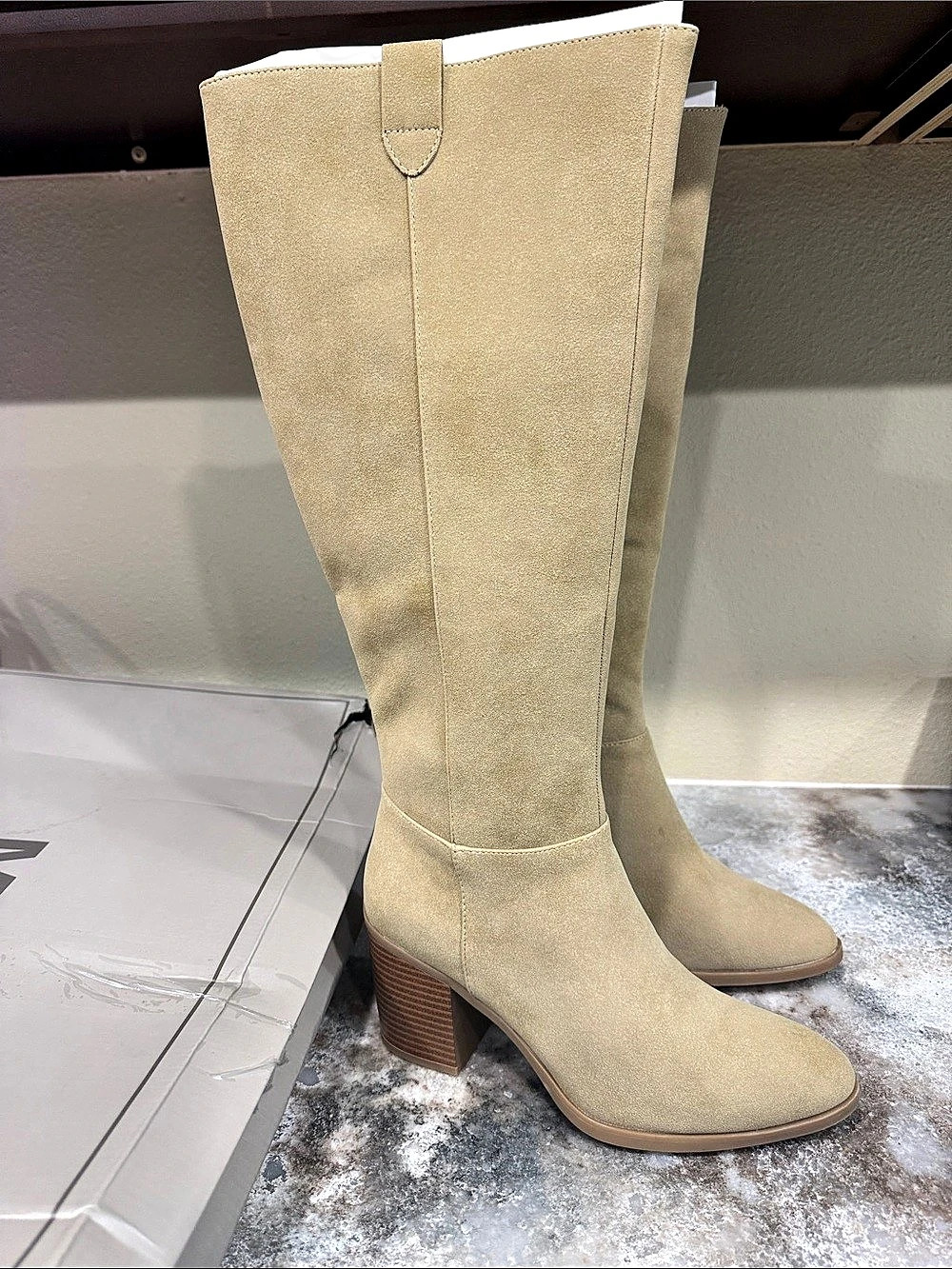 Mia Girl Over-the-Knee Heeled Boots in Beige New